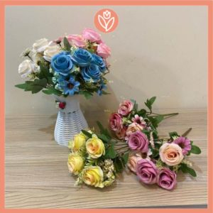 TULIP PAPERIE ✿ ARTIFICIAL FLOWER ROSE ASTER FLOWER BUNDLE 5 STEM BUNGA MAWAR KUNCUP HIAS PALSU PLASTIK DEKORASI